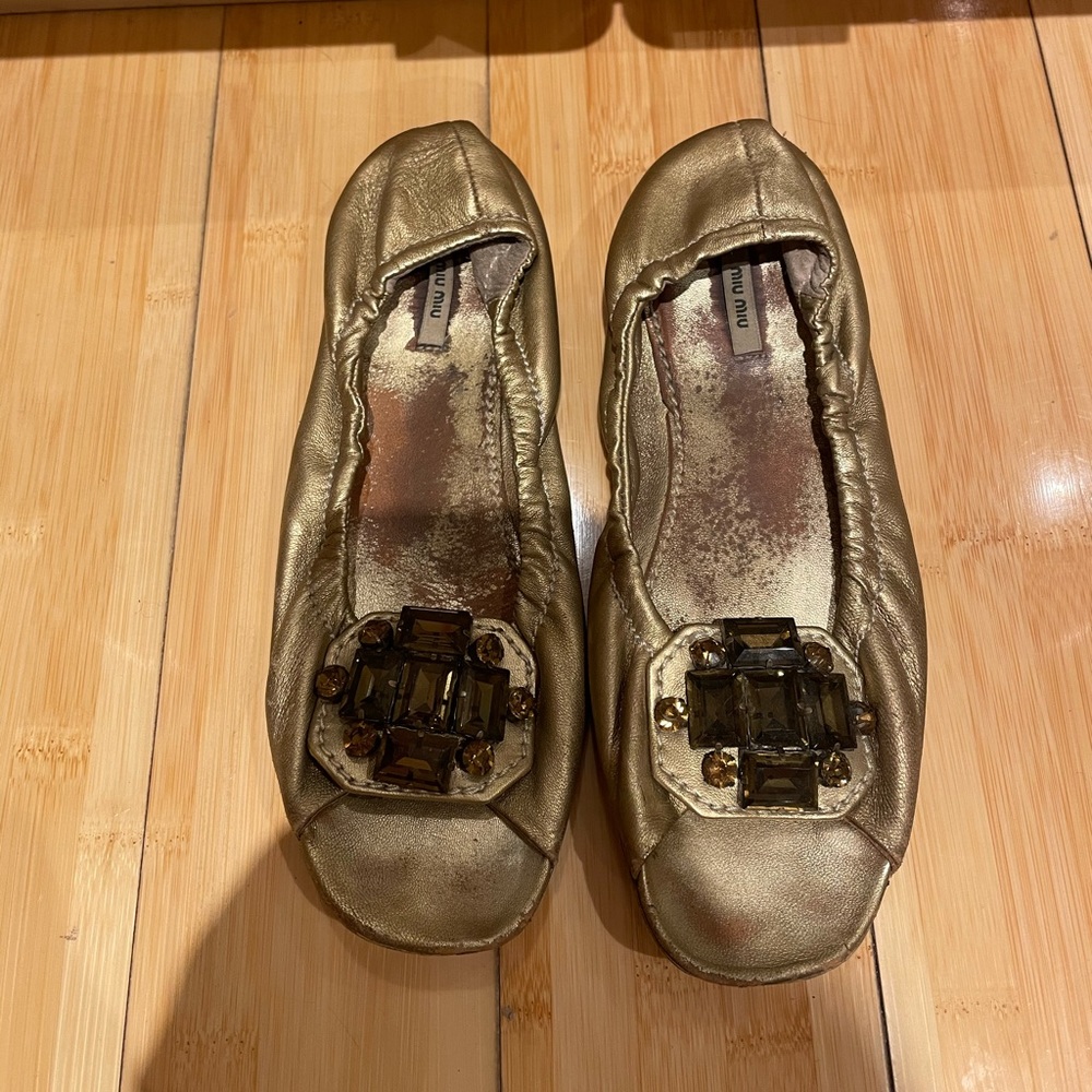 Miu Miu Open Toe Flats Size 35 - image 1